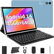 Android 14 Tablet 10.1 inch Tablet 2024 Latest Tablets with Keyboard Mouse 10GB+64GB 1TB Expand 6000mAh Octa-Core Processor Dual Camera WiFi 1280x800 IPS 18W Fast Charging