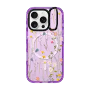 iPhone 16 Pro Impact Ring Stand Case MagSafe Compatible Dreamy Floral Pattern