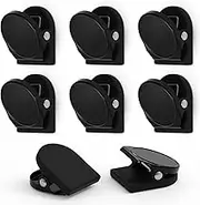 SMART&COOL 8 Pack 1.16 Inches Anti-Scratch Magnetic Clips with Silicone-Coated Base, Fridge Magnets, Office Supplies, Black