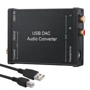 USB to SPDIF Coaxial and 3.5mm Headphone Jack Converter USB Optical Audio Adapter USB PCM for Black