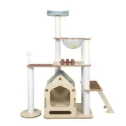 PaWz Cat Tree Scratching Post with Wood Condo 138cm