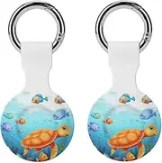 2PCS for Turtle and Fish Air Tag Holder Case Waterproof & Shockproof Anti-Scratch Protective Air Tag Cover with Keychain Ring Silicone Tags Holders for Luggage, Backpack, Keys, Pet
