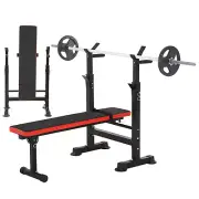 Adjustable Weight Bench Press Set with Squat Rack Foldable Flat Incline Olympic
