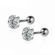 ANYCO Fashion Earrings Sterling Silver Luxury Shiny White Zircon Spiral Bead Stud for Women Wedding Anniversary Jewelry Gift