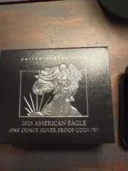 2025 W Proof Silver Eagle Box Display Case And COA Only. No Coin