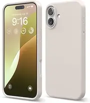 elago Premium Liquid Silicone Case Compatible with iPhone 16 Plus Case, Full Body Protective Cover, Shockproof, Slim Phone Case, Anti-Scratch Soft Microfiber Lining, 6.7 inch (Stone)