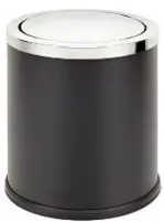 9 Litre Swing Top Round Black Bin