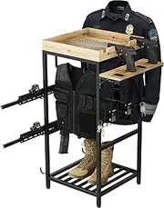CXQ Police Gear Rack, Tactical Gear Storage Rack – Heavy-Duty Police Equipment Organizer with Gun Hooks, Radio Holders & Police Hanger