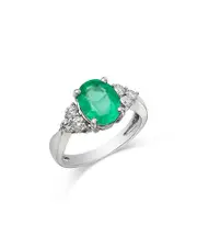 Bloomingdale's Fine Jewelry Emerald & Diamond Oval Ring in 14K White Gold