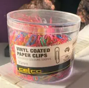 Celco - 33mm Vinyl Coated Paperclips - Assorted Colours - Large Tub - Free Post