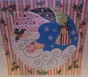 Susan Tribbey Design Cresent Moon Santa Claus Hand-painted Needlepoint Canvas