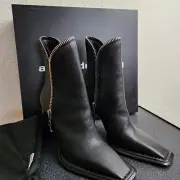 Alexander Wang Ankle Booties Boots Lane zip up Accent 36 Square Toe