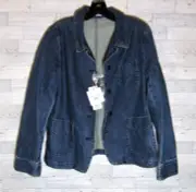 NWT Uniqlo x Ines De La Fressange Paris Blue Cotton Denim Blazer Jacket Sz M