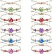 [ZKGYUS] Colourful Flowers Tree of Life Woven Bracelets, Friendship Bracelets for Girls, Braided Friendship Bracelets, Adjustable Friendship Bracelet for Women, Teenagers, Pack of 10