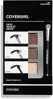 COVERGIRL - Easy Breezy Brow Powder Kit, three shades brow definer, professional double-ended angled brush, effortless, 100% Cruelty-Free