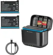 Coyktonty Battery Charger Set for Insta360 X4（Charger+2 x 2290 mAh Battery ） Supports Fast Charge Protocol PD2.0/PD3.0 with USB-C Charging Cable,2 Batteries can be Charged at The Same time
