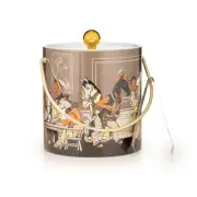 Made in USA Double Walled "Horse'n Around" 3-Quart Ice Bucket With Tongs & Lid