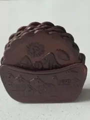 Tooled Leather Coasters & Holder - Machu Picchu Cusco Peru - Souvenir Set of 6