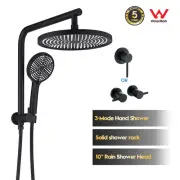 Decaura 10" Rain Shower Head Set 3-Mode Handheld Shower with Mixer Tap Black