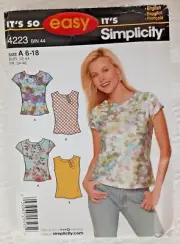 Simplicity Pattern 4223 Misses' Tops Sewing Craft Project (H)