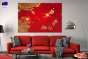 Dark Red & Gold Abstract Design Wall Canvas Home Decor Australian Made Quality