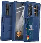 for Samsung Galaxy Z Fold 6 Case, [Military Samsung Z Fold 6 Wallet Case Blue