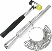[OZOFFER] Silver Ring Sizer Size Gauge Tool Finger Measuring Stick Metal Ring Mandrel Set