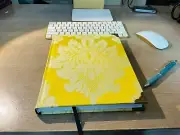 Lemon Yellow Fabric Covered Hardcover Professional Notebook Journal, Lined