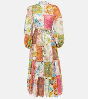 [Zimmermann] Zimmermann Halcyon patchwork cotton midi dress AU 8 multicoloured