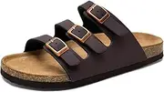 [Torotto] Boys Girls Sandals with Cork Footbed Adjustable Buckle Casual Slides Sandals Open Toes Flat for Kids Toddler
