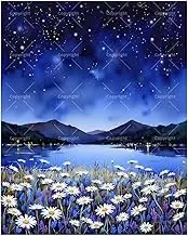 Night Sky Paint by Numbers Kit for Adults - DIY Starry Sky over Lake and Wildflowers Painting on Canvas 16x20 Inches, Acrylic Paint Set, Suitable for Beginners, Art for Home Decoration/Gifts