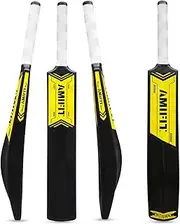AMIFIT Plastic Cricket Bat for Tennis Ball Adults with Grip Full Size, Black