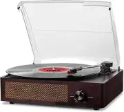 Stereo Speakers Vintage Phonograph Record Player, with RCA Line Out AUX