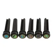1 Set of 6 Ebony Pins Green Abalone Dot skirt:5.33mm H-06