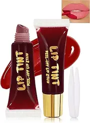 Erinde Peel off Lip Gloss with Tweezer, Long Lasting Matte Lip Liner Stain Peel off, Women Waterproof Lip Stain, Highly Pigmented Color Lipliner, Transfer Proof Lip Tint Peel off #02