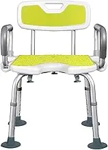 FFSPIIO Shower Chair with Arms, for Adults Disabled Seniors Tub Shower Bench Seat Adjustable Hight Bathroom Bath Seat Shower Chair