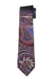 Saddlebred Silk Paisley Tie Red Blue White Black Men's
