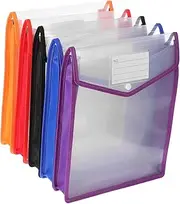 DOITOOL 5pcs Letter Size Folders Plastic Document Organizer Bag Button Closure Water Resistant File Holders for Office