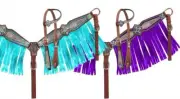 Showman Pony Size Headstall and breast collar set with holographic snake print