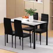 Dining Table and 4 Chairs Set Marble Effect