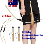 Archery Toys Wooden Bow Arrows Arrow Quiver Kids Children Hunting Target Bow