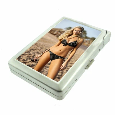 French Pin Up Girls D2 Cigarette Case with Built in Lighter Metal Wallet