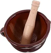 MAGICLULU 1 Set Garlic Paste Grinding Tool Simple Kitchen Utensils Garlic Masher Bowl Garlic Pestle Garlic Grinding Bowl Mashing Crushing Jar Kitchen Tools Garlic Crush Pot Wood Brown