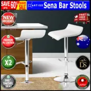 Artiss 2x Bar Stools SENA Kitchen Swivel Stool PU Leather Chairs Gas Lift White