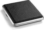 [YIMIDM] Cigarette Case,Classic Vintage Metal Cigarette Case/Storage Box, Stylish Black Leather Surface Metal Box(Hold 20 Cigarette)