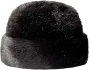 [keusyoi] Russian Men's Winter Hat Middle-Aged Faux Fur Thickened Flat Top Beanie Hat Warm Earflap Pullover