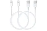 2 Pack 1m Data Transfer Charger Charging USB Cable Cord for Apple iPhone iPad iPod Bulk White TPE Plastic
