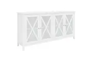 Daisy Buffet Table 180cm 4 Glass Door Solid Acacia Wood Hampton Furniture -White