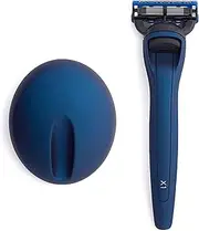 Bolin Webb Handle with Razor Stand Fitted with Gillette Fusion5 Blade Cartridge Technology for The Closest Shave. Award Winning Razors for Men - Made in England. Style is X1 (BLUE)