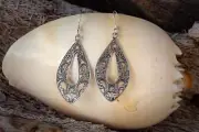 Sterling silver earrings. Sterling silver teardrop earrings. Ladies jewellery.